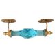 Turquoise Cut Glass Golden Big Door Handle